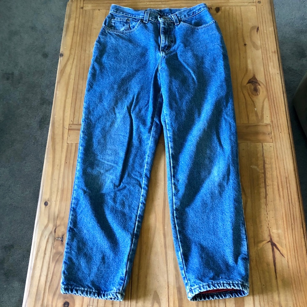 LL Bean Flannel Lined Mom Jeans